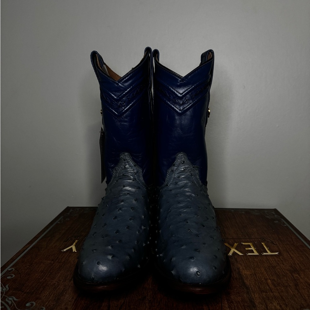 Men's Blue Ostrich Western Cowboy Boots